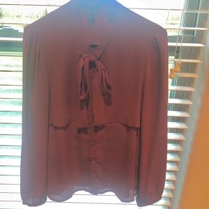 Brown Tie Front Work Top